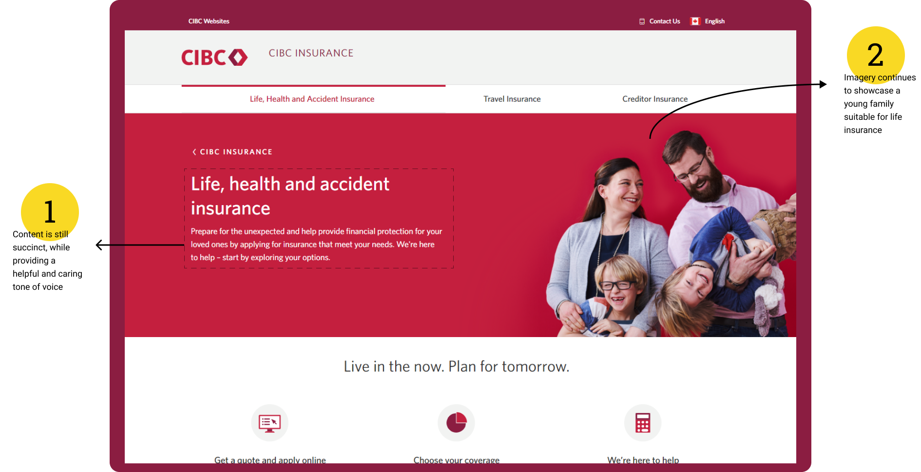 The current (live) version of the Life Insurance landing page